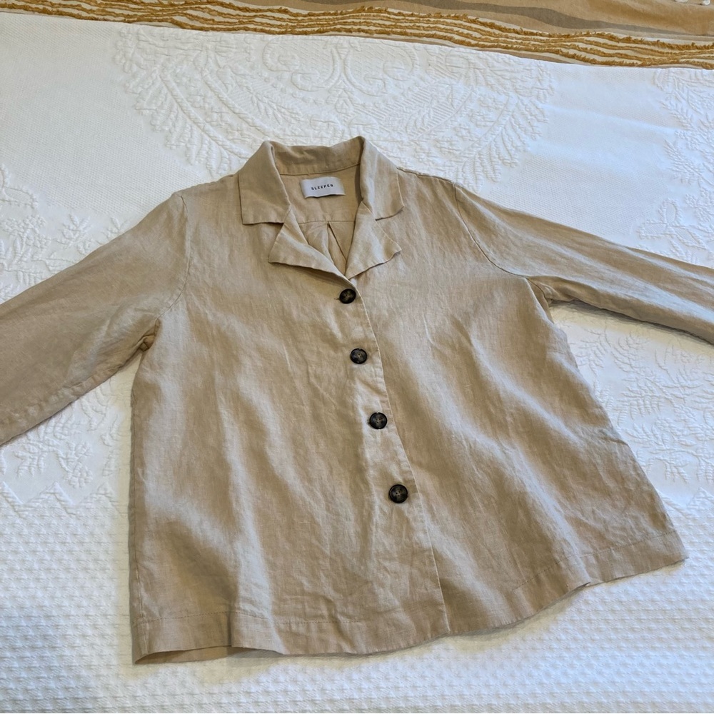 Sleeper 100% linen lagenlook shirt minimalist quiet luxury one size fits most